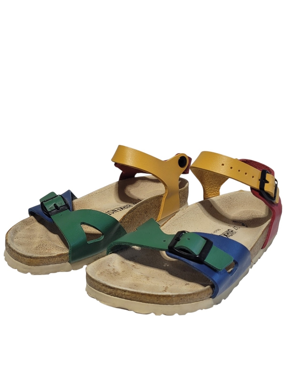Rio Multi Color Birkenstock  Leather Ankle Strap Sandals Womens 37